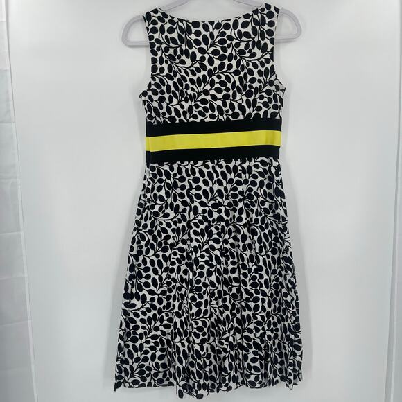 Van Heusen Y2K Babydoll Sleeveless Dress Sz 4 Preppy Office Leaf Midi Retro Mod - Picture 6 of 15